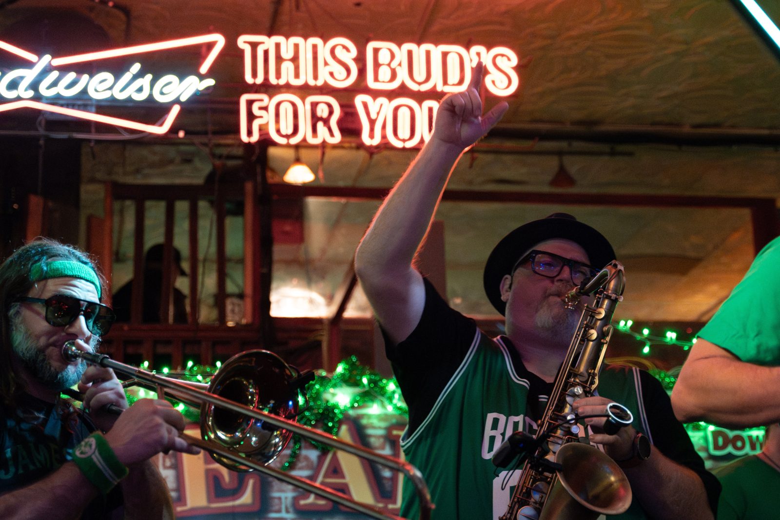 Steve Wilson playing saxophone at a festival show