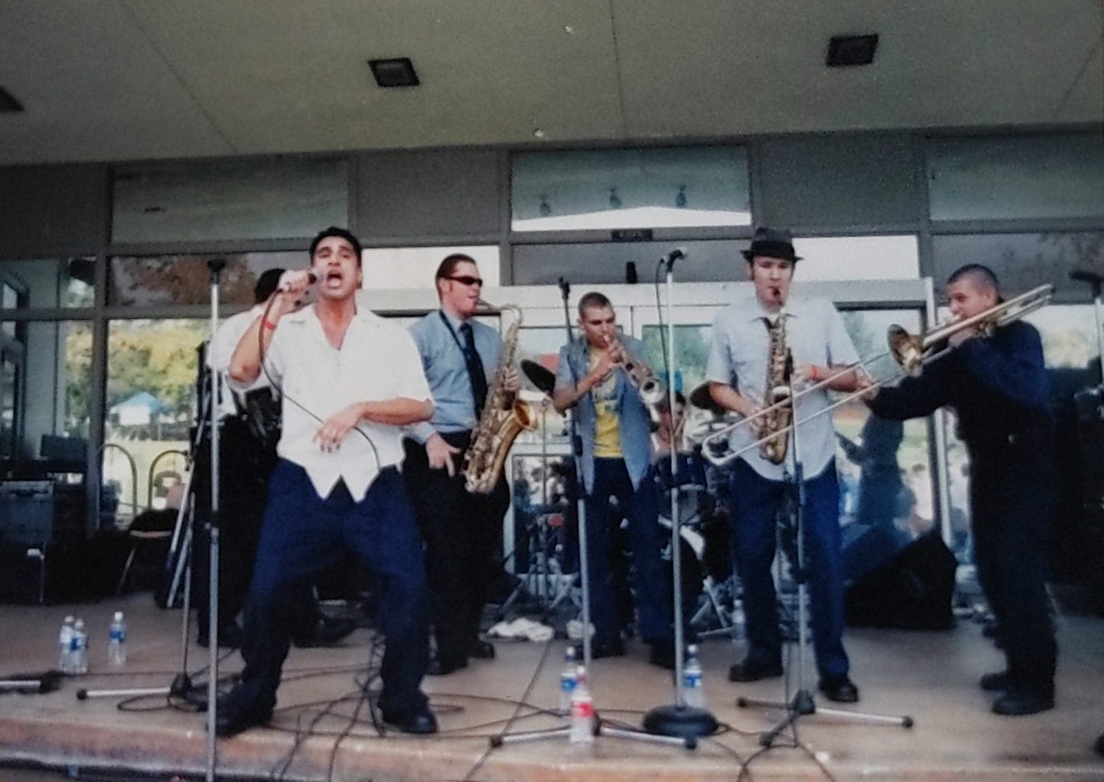 Steve Wilson with the horn section at a party gig